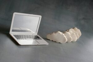 Laptop and white clouds.